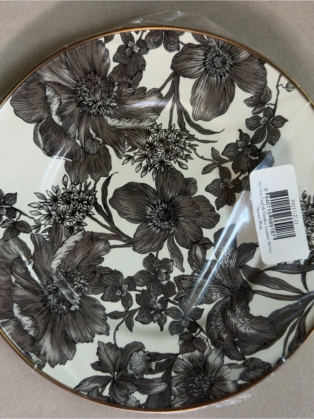 NWT MacKenzie-Childs Sterling English Garden Enamel Salad Dessert Plate